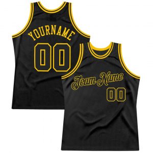 Custom Black Black-Gold Authentic Throwback Basketball Jersey Suit for daily life,Material: 100% polyester,price varies by size and custom