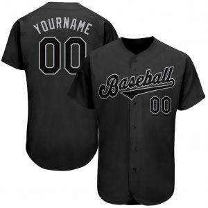 Custom Black Black-Gray Authentic Baseball Jersey Suit for daily life,Material: 100% polyester,price varies by size and custom