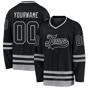 Custom Black Black-Gray Hockey Jersey Suit for daily life,Material: 100% polyester,price varies by size and custom