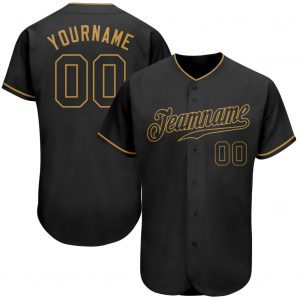 Custom Black Black-Old Gold Authentic Baseball Jersey Suit for daily life,Material: 100% polyester,price varies by size and custom