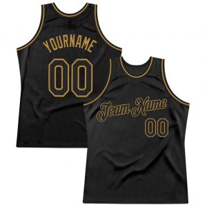 Custom Black Black-Old Gold Authentic Throwback Basketball Jersey Suit for daily life,Material: 100% polyester,price varies by size and custom