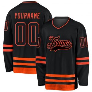 Custom Black Black-Orange Hockey Jersey Suit for daily life,Material: 100% polyester,price varies by size and custom