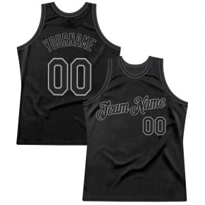 Custom Black Black-Silver Gray Authentic Throwback Basketball Jersey Suit for daily life,Material: 100% polyester,price varies by size and custom