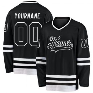 Custom Black Black-White Hockey Jersey Suit for daily life,Material: 100% polyester,price varies by size and custom