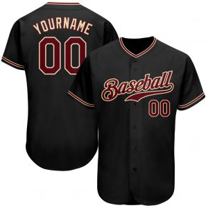 Custom Black Crimson-Khaki Authentic Baseball Jersey Suit for daily life,Material: 100% polyester,price varies by size and custom