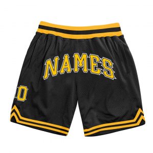 Custom Black Gold-White Authentic Throwback Basketball Shorts Suit for daily life,Material: 100% polyester,price varies by size and custom