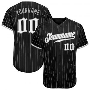 Custom Black Gray Pinstripe White-Gray Authentic Baseball Jersey Suit for daily life,Material: 100% polyester,price varies by size and custom