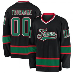 Custom Black Kelly Green-Red Hockey Jersey Suit for daily life,Material: 100% polyester,price varies by size and custom