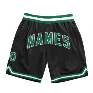 Custom Black Kelly Green-White Authentic Throwback Basketball Shorts Suit for daily life,Material: 100% polyester,price varies by size and custom