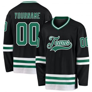 Custom Black Kelly Green-White Hockey Jersey Suit for daily life,Material: 100% polyester,price varies by size and custom