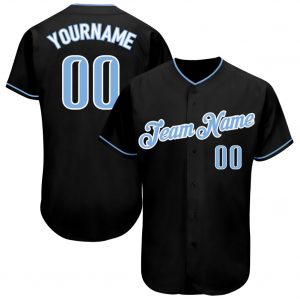 Custom Black Light Blue-White Authentic Baseball Jersey Suit for daily life,Material: 100% polyester,price varies by size and custom