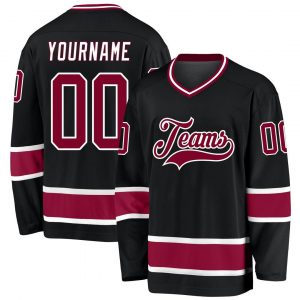 Custom Black Maroon-White Hockey Jersey Suit for daily life,Material: 100% polyester,price varies by size and custom