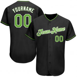 Custom Black Neon Green-White Authentic Baseball Jersey Suit for daily life,Material: 100% polyester,price varies by size and custom