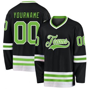 Custom Black Neon Green-White Hockey Jersey Suit for daily life,Material: 100% polyester,price varies by size and custom