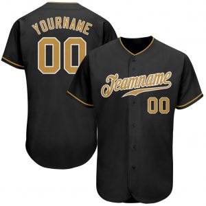 Custom Black Old Gold-White Authentic Baseball Jersey Suit for daily life,Material: 100% polyester,price varies by size and custom