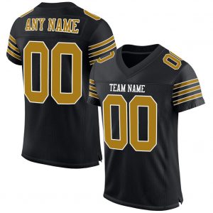 Custom Black Old Gold-White Mesh Authentic Football Jersey Suit for daily life,Material: 100% polyester,price varies by size and custom