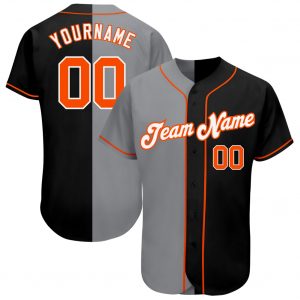 Custom Black Orange-Gray Authentic Split Fashion Baseball Jersey Suit for daily life,Material: 100% polyester,price varies by size and custom