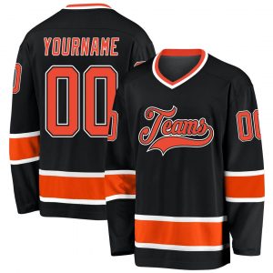 Custom Black Orange-White Hockey Jersey Suit for daily life,Material: 100% polyester,price varies by size and custom