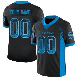 Custom Black Panther Blue-Light Gray Mesh Drift Fashion Football Jersey Suit for daily life,Material: 100% polyester,price varies by size and custom