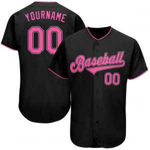 Custom Black Pink-White Authentic Baseball Jersey Suit for daily life,Material: 100% polyester,price varies by size and custom