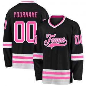 Custom Black Pink-White Hockey Jersey Suit for daily life,Material: 100% polyester,price varies by size and custom