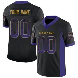 Custom Black Purple-Old Gold Mesh Drift Fashion Football Jersey Suit for daily life,Material: 100% polyester,price varies by size and custom