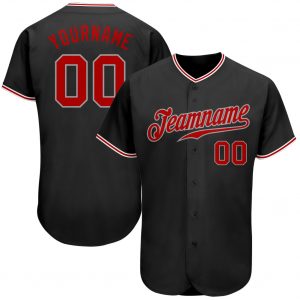 Custom Black Red-Gray Authentic Baseball Jersey Suit for daily life,Material: 100% polyester,price varies by size and custom