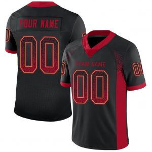 Custom Black Red-Old Gold Mesh Drift Fashion Football Jersey Suit for daily life,Material: 100% polyester,price varies by size and custom