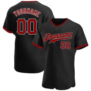 Custom Black Red-White Authentic Baseball Jersey Suit for daily life,Material: 100% polyester,price varies by size and custom