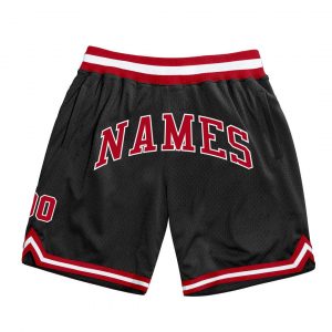 Custom Black Red-White Authentic Throwback Basketball Shorts Suit for daily life,Material: 100% polyester,price varies by size and custom