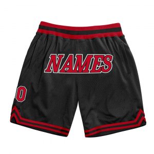 Custom Black Red-White Authentic Throwback Basketball Shorts Suit for daily life,Material: 100% polyester,price varies by size and custom