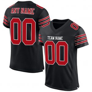 Custom Black Red-White Mesh Authentic Football Jersey Suit for daily life,Material: 100% polyester,price varies by size and custom