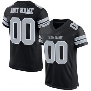 Custom Black Silver-White Mesh Authentic Football Jersey Suit for daily life,Material: 100% polyester,price varies by size and custom