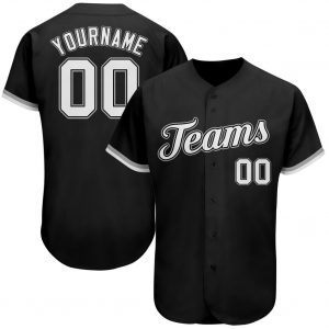 Custom Black White-Gray Authentic Baseball Jersey Suit for daily life,Material: 100% polyester,price varies by size and custom