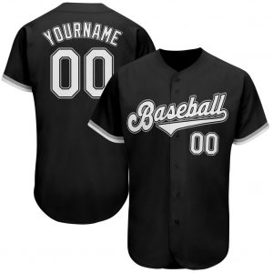 Custom Black White-Gray Authentic Baseball Jersey Suit for daily life,Material: 100% polyester,price varies by size and custom