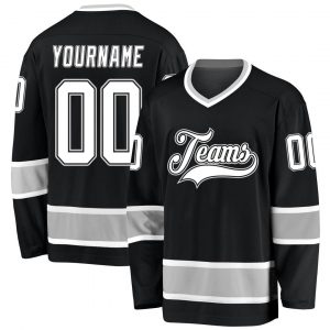 Custom Black White-Gray Hockey Jersey Suit for daily life,Material: 100% polyester,price varies by size and custom