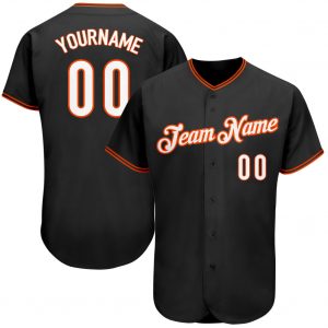 Custom Black White-Orange Authentic Baseball Jersey Suit for daily life,Material: 100% polyester,price varies by size and custom