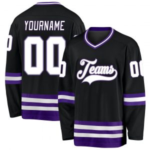 Custom Black White-Purple Hockey Jersey Suit for daily life,Material: 100% polyester,price varies by size and custom