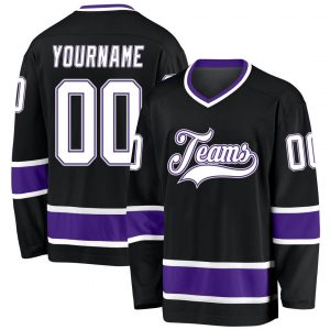 Custom Black White-Purple Hockey Jersey Suit for daily life,Material: 100% polyester,price varies by size and custom