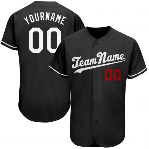 Custom Black White-Red Authentic Baseball Jersey Suit for daily life,Material: 100% polyester,price varies by size and custom