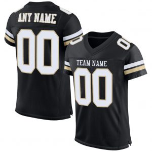 Custom Black White-Vegas Gold Mesh Authentic Football Jersey Suit for daily life,Material: 100% polyester,price varies by size and custom