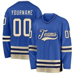 Custom Blue Cream-Navy Hockey Jersey Suit for daily life,Material: 100% polyester,price varies by size and custom