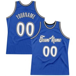 Custom Blue White-Black Authentic Throwback Basketball Jersey Suit for daily life,Material: 100% polyester,price varies by size and custom