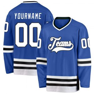 Custom Blue White-Black Hockey Jersey Suit for daily life,Material: 100% polyester,price varies by size and custom