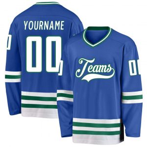 Custom Blue White-Kelly Green Hockey Jersey Suit for daily life,Material: 100% polyester,price varies by size and custom