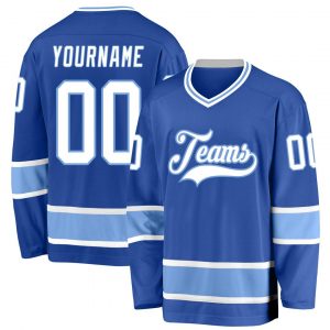 Custom Blue White-Light Blue Hockey Jersey Suit for daily life,Material: 100% polyester,price varies by size and custom