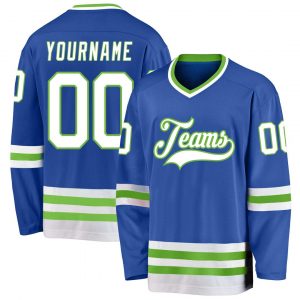 Custom Blue White-Neon Green Hockey Jersey Suit for daily life,Material: 100% polyester,price varies by size and custom