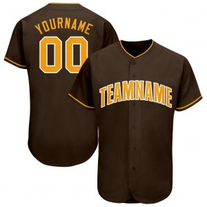 Custom Brown Gold-White Baseball Jersey Suit for daily life,Material: 100% polyester,price varies by size and custom