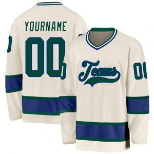 Custom Cream Green-Royal Hockey Jersey Suit for daily life,Material: 100% polyester,price varies by size and custom