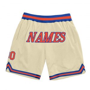 Custom Cream Orange-Royal Authentic Throwback Basketball Shorts Suit for daily life,Material: 100% polyester,price varies by size and custom